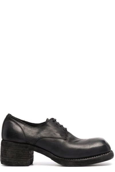 【関税込み】Guidi ブラック 9082 ダービー Guidi 9082 Derby Black - Square Toe Horse Leather Shoes | UJNG