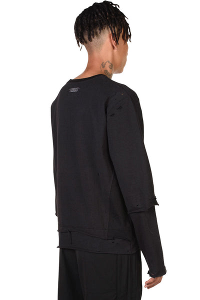 C2H4 Distressed Double Layer T-shirt | UJNG