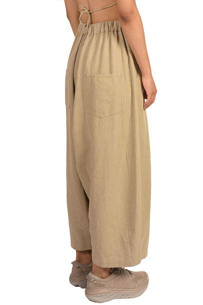 Monica Cordera Smoked Green Pleat Front Ramie Pants | UJNG