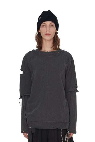 Tシャツ・カットソー IONSEOUL ISSUES Layered Over Long Sleeve Tee brain-wave-chart-distressed-