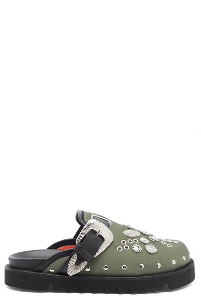 TOGA VIRILIS eyelet l sabot サイズ42 Toga Virilis Olive Nylon Eyelet Metal Sabot - Toga Sandals