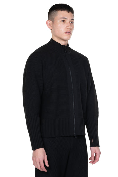 Homme Plissé ISSEY MIYAKE Rustic Knit Zip Up Black | UJNG