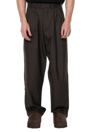 Wide Double Pleated Pants Tobacco Brown