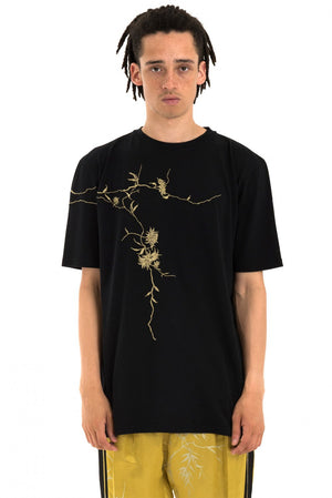 side Haider Ackermann AW18 Black Floral Embroidered T-Shirt