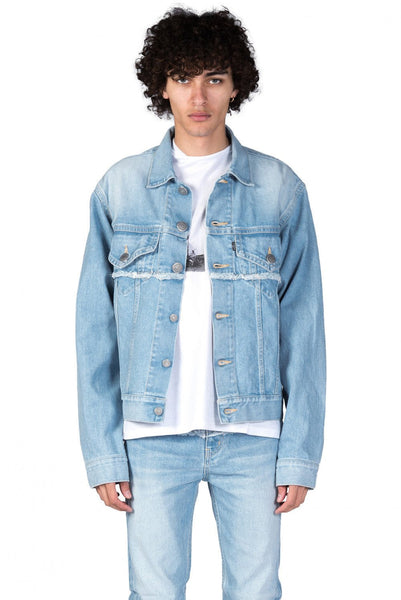 Christian DADA Blue Denim Akari Print Jacket for Men | UJNG