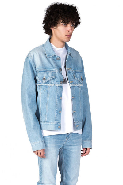 Christian DADA Blue Denim Akari Print Jacket for Men | UJNG