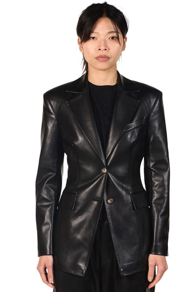 Nanushka Black Vegan Leather Blazer | UJNG