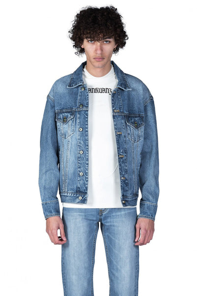 Hanafuda Daruma Daicock Embroidery Relax Fit Denim Jacket