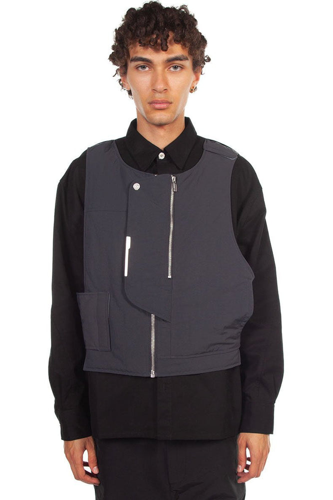 C2H4 Quilted Vest Layered Shirt Jacket