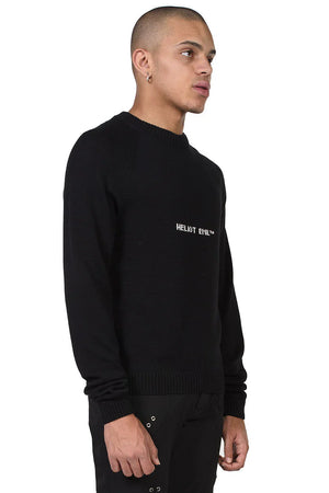 Heliot Emil Black Intarsia Logo Sweater