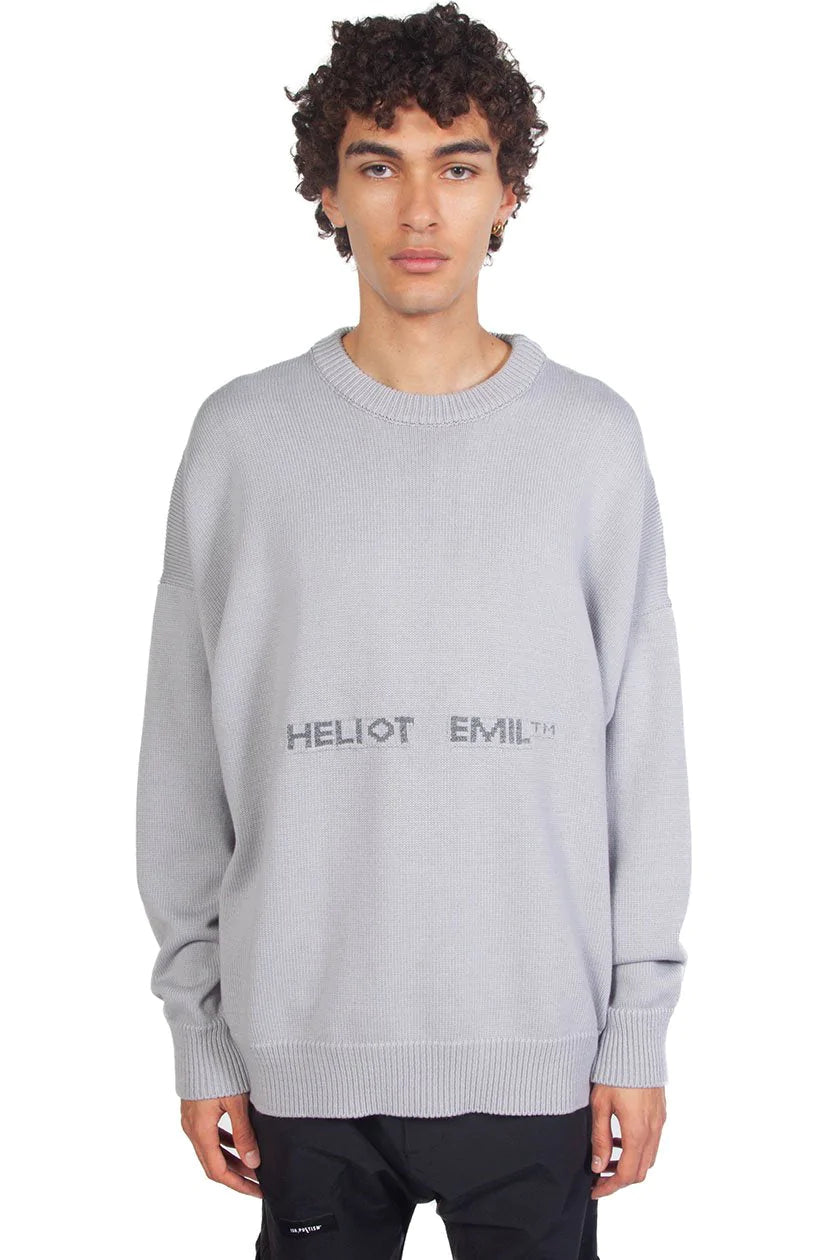 Heliot Emil Logo Oversized Crewneck Knit for Men | UJNG Heliot Emil Logo Oversized Crewneck Knit for Men | UJNG
