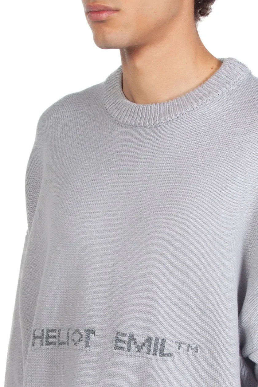 Heliot Emil Logo Oversized Crewneck Knit for Men | UJNG Heliot Emil Logo Oversized Crewneck Knit for Men | UJNG
