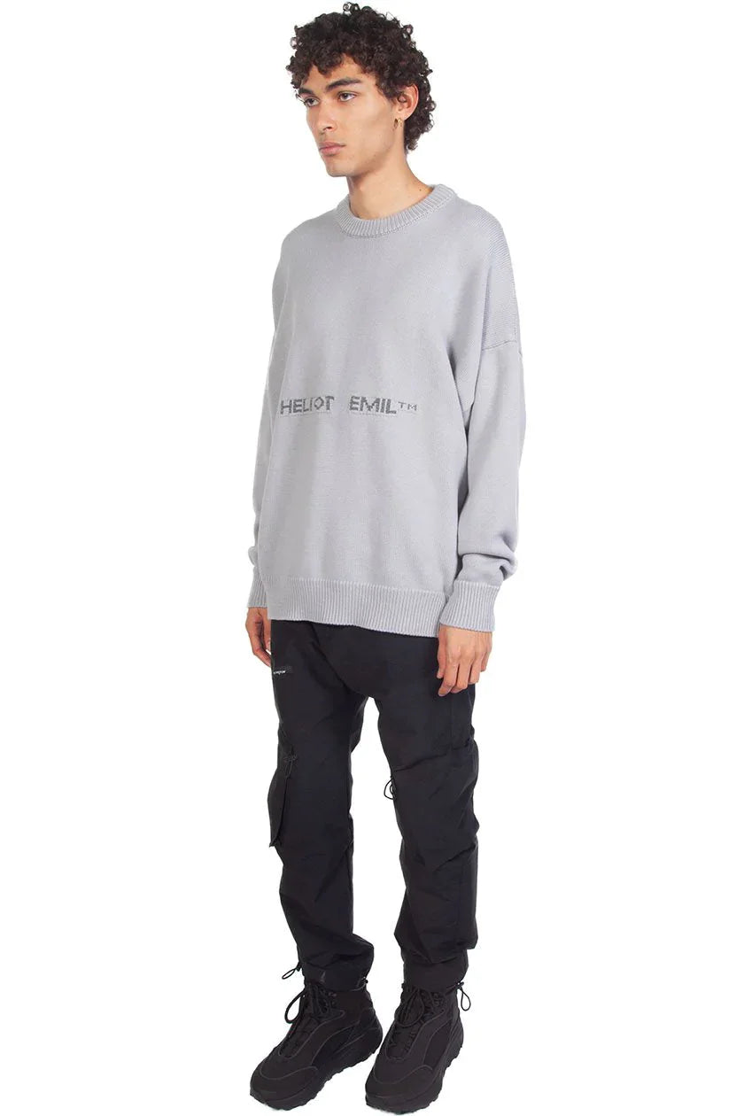 Heliot Emil Logo Oversized Crewneck Knit for Men | UJNG Heliot Emil Logo Oversized Crewneck Knit for Men | UJNG