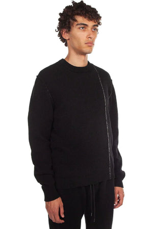 Isabel Benenato Black Alpaca Contrast Stitch Sweater