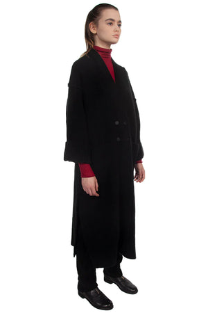 Isabel Benenato Black Yak Wool Coat