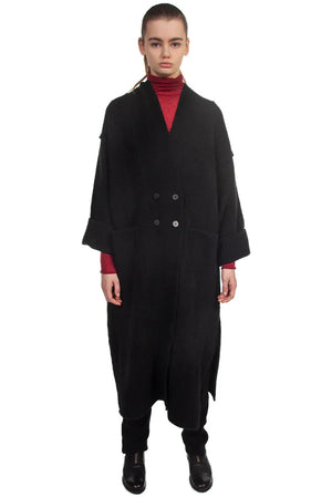 Isabel Benenato Black Yak Wool Coat