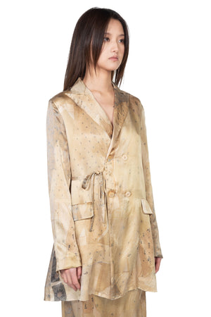 A Tentative Atelier Double Breasted Cornerwall Printed Drape Jacket