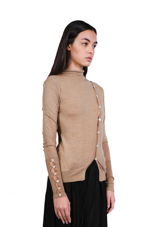 A Tentative Atelier Buttoned Turtle Neck Sweater