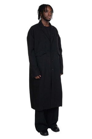 Aged Wool Coat Black