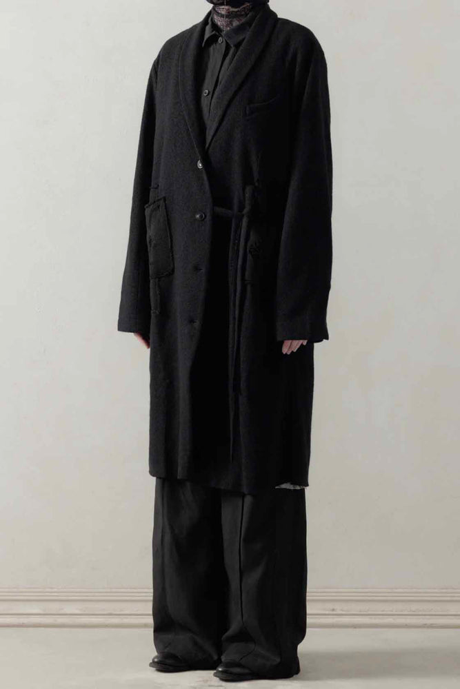 Aged Wool Coat Black