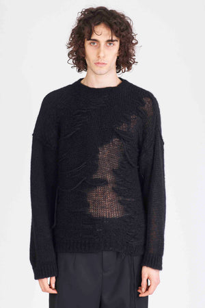 Alpaca and Mohair Crew Neck Sweater Black