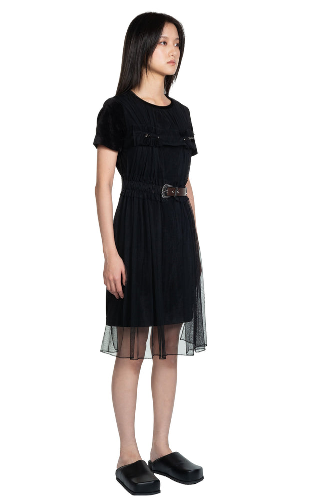 Andersson Bell Vlada mesh Belt Velvet Dress
