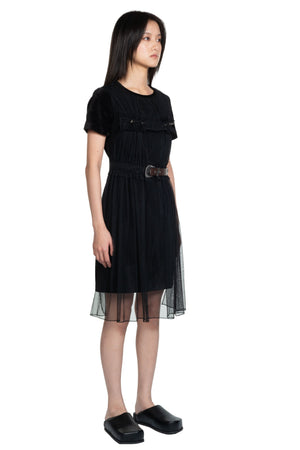 Andersson Bell Vlada mesh Belt Velvet Dress