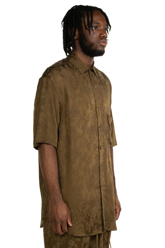 Antique Floral Short Sleeve Shirt Khaki