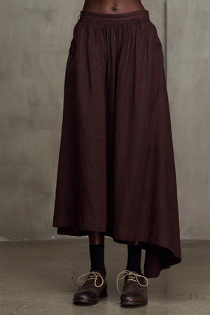 Asymmetric Striped Skirt Burgundy