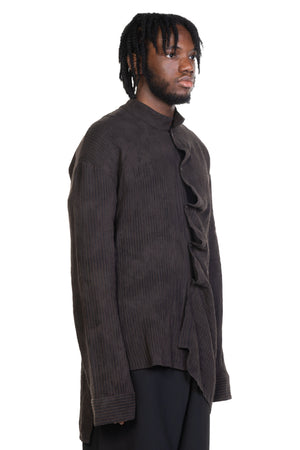 Asymmetrical Hand Dyed Shirt Dark Oak