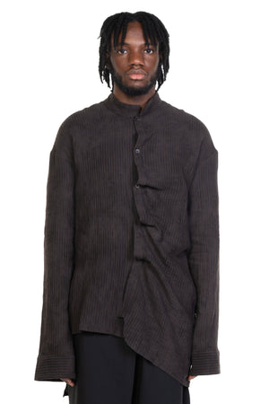 Asymmetrical Hand Dyed Shirt Dark Oak