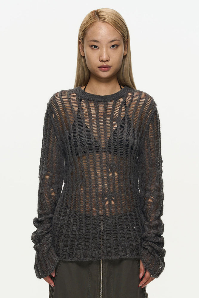 Attempt Grey Cropped Jumper