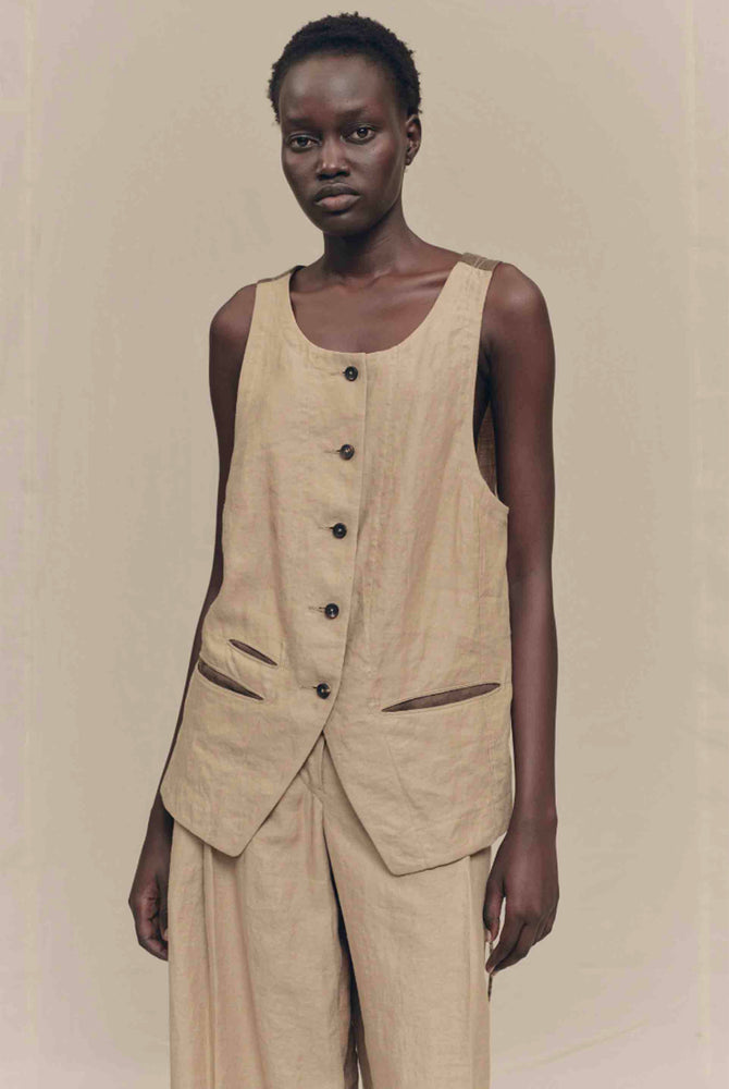 Back Strap Waistcoat Burlywood