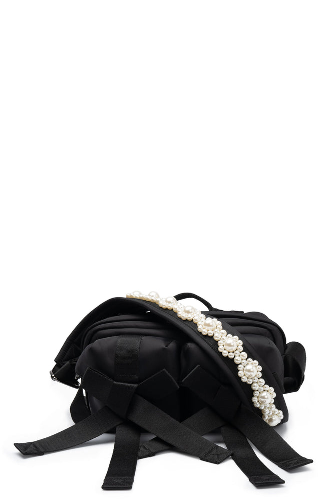 Beaded Classic Bow Crossbody Bag Black