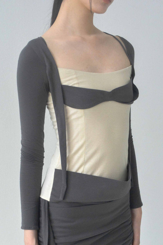 Bianco Long Sleeves Grey Top