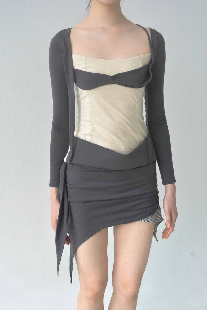 Bianco Long Sleeves Grey Top