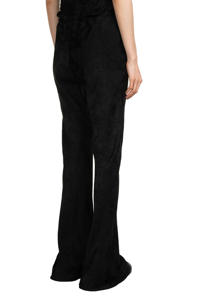 Antique Floral Bias Flared Pants Black