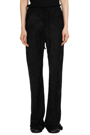Antique Floral Bias Flared Pants Black