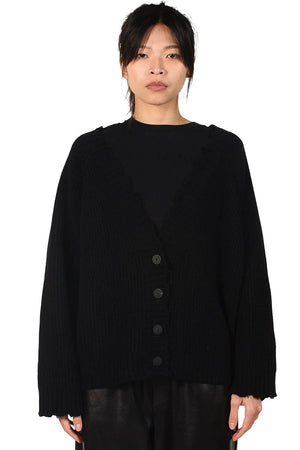 Isabel Benenato Black Eco Cashmere Cardigan