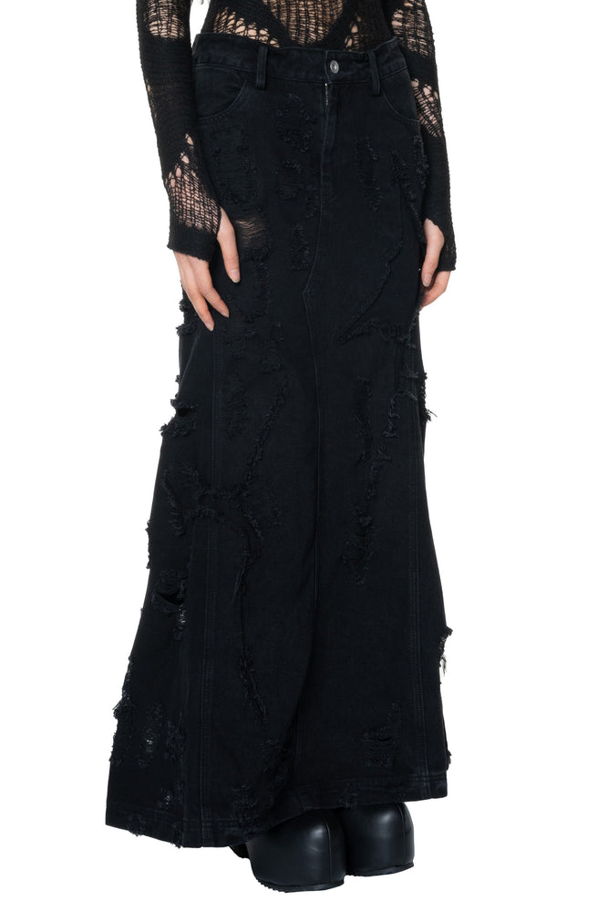 Black Jeans Midi Skirt