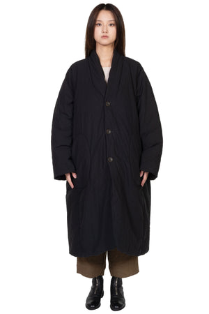 Kar Black Padded Long Coat for Women