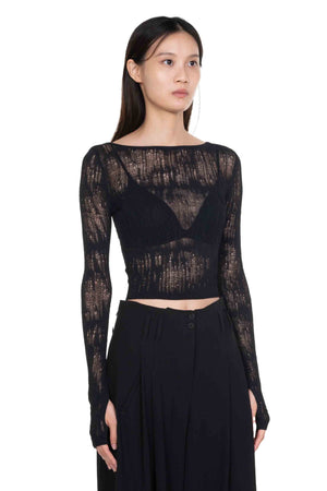 Black Viscose Lace Top