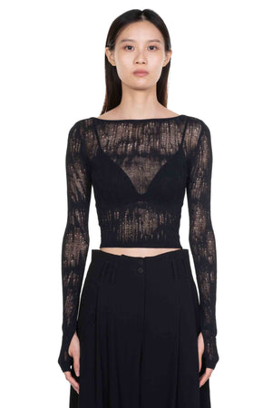 Black Viscose Lace Top