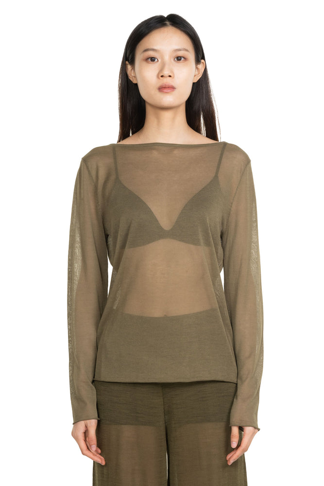 Boat Neck Shirt Khaki