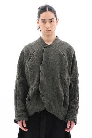 Boiled Wool Shrunken Jacket Dark Green