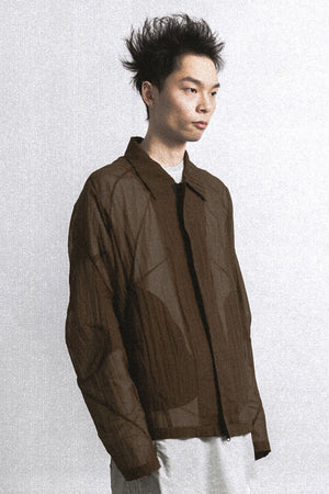 Brown Cocoon Shape Translucent Jacket