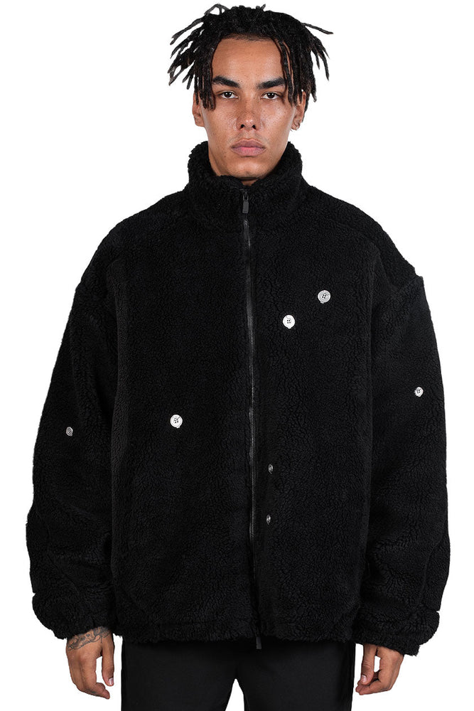 C2H4 Arc Panelled Asteroid Padded Fleece Coat