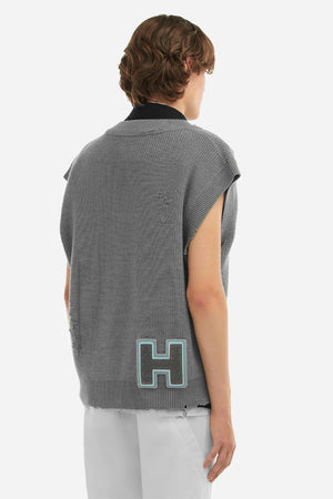 C2h4 Distressed Knit Vest Grey