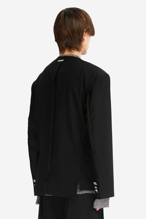 C2h4 Raw Edge Round Neck Blazer 