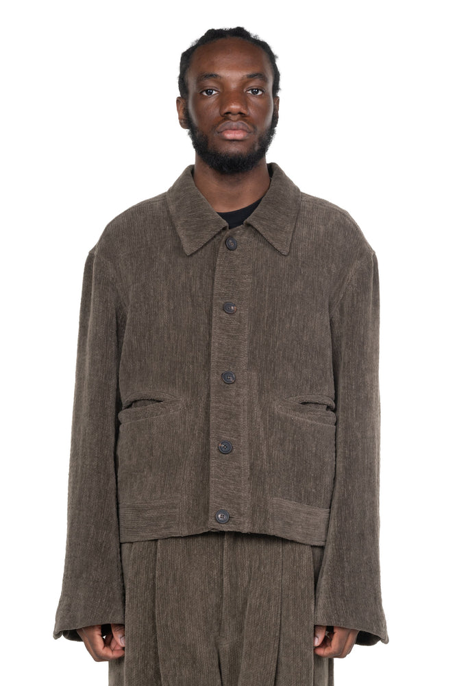 Chenille Cloth Cropped Worker Jacket